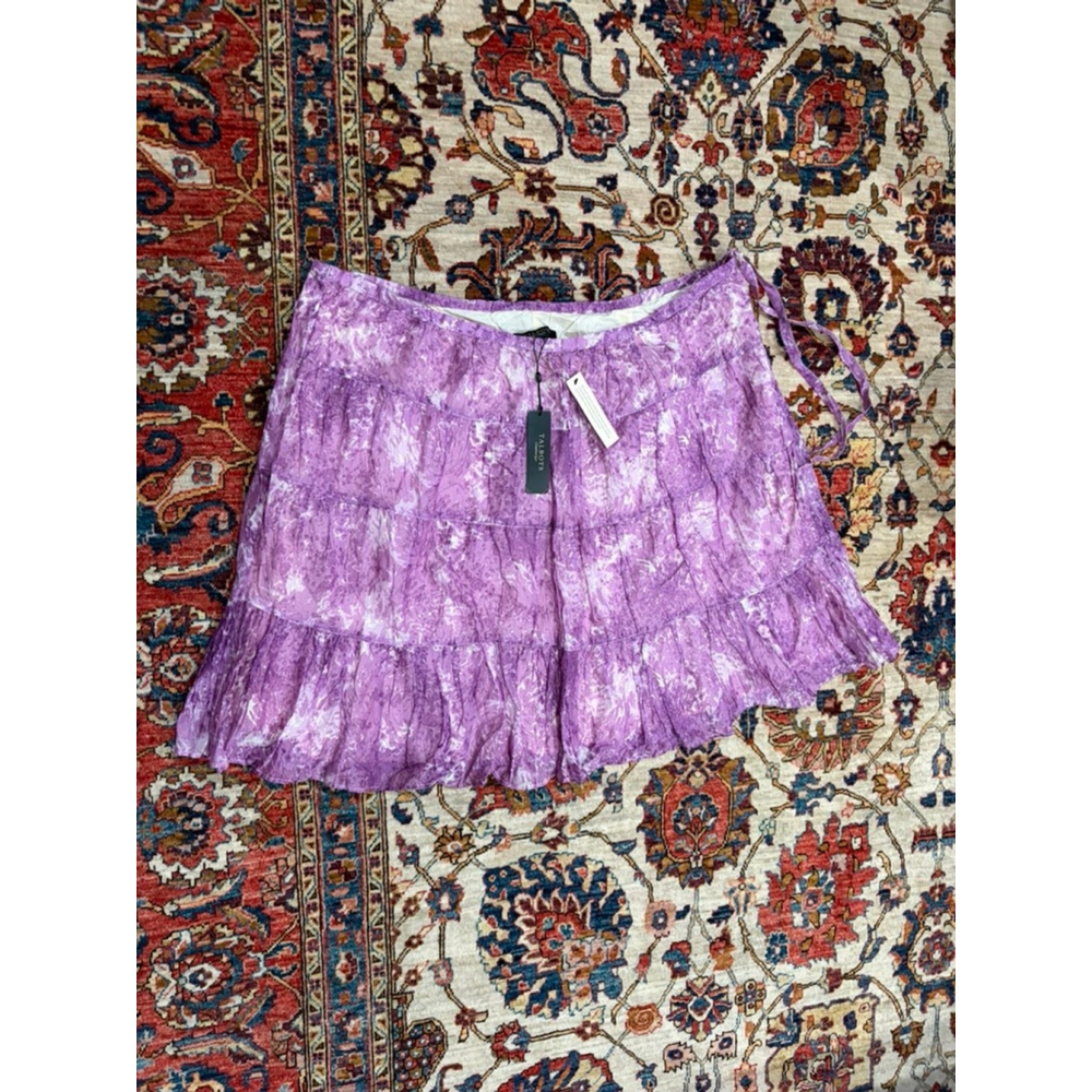 Talbots 22WP Purple Tiered Skirt NWT Woman Petite Cotton Lined